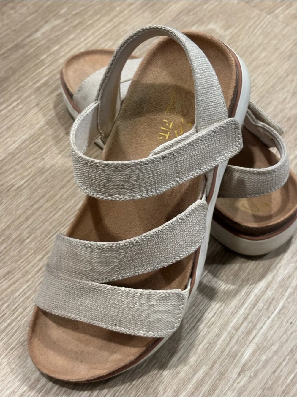 Women’s Beige Sketchers Sandals with adjustable straps